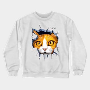 Orange Cat behind a Wall Crewneck Sweatshirt